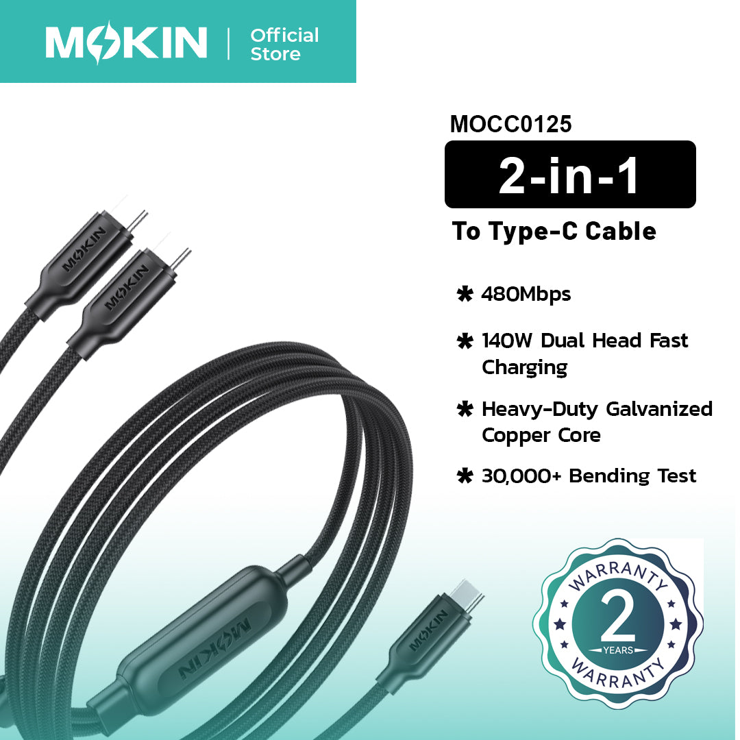 MOKiN 2 in1 140W USB-C to USB-C Fast Dual Charging Cable — view 2