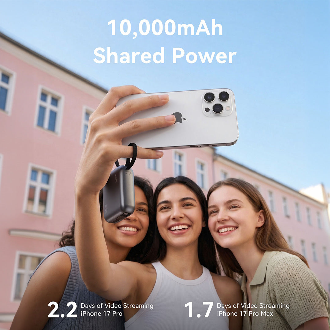 MOKiN 22.5W 10000mAh Fast Charge Power Bank with Bulit-in USB C & Lightning Cable