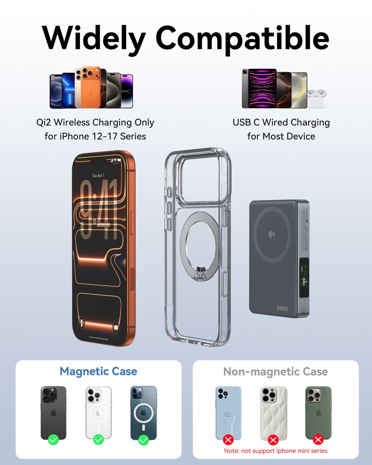 Mokin 35W 10000 mAh Qi2 Magsafe Power Bank with LED Digital Display & Cooling Fan