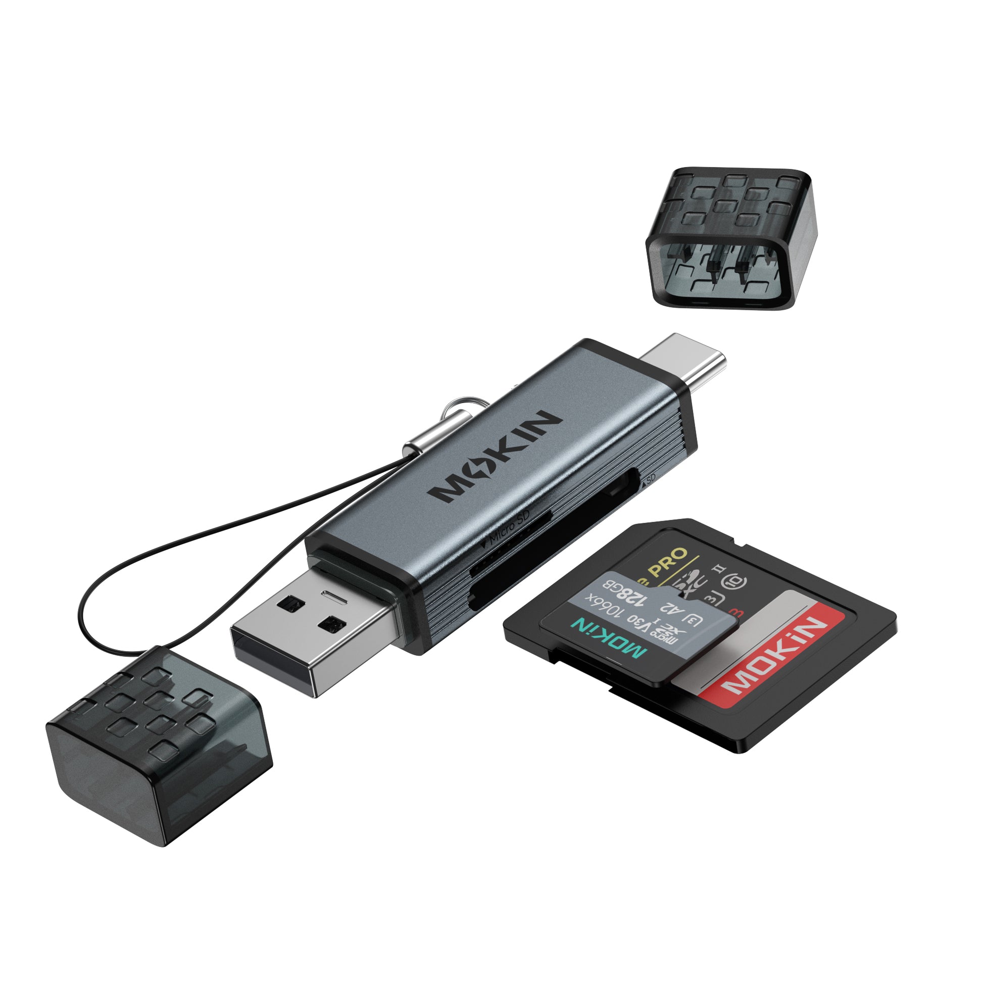 MOKiN 3-in-1 USB A and USB C Card Reader for Phone/Laptop, MOCR0302 — main product view
