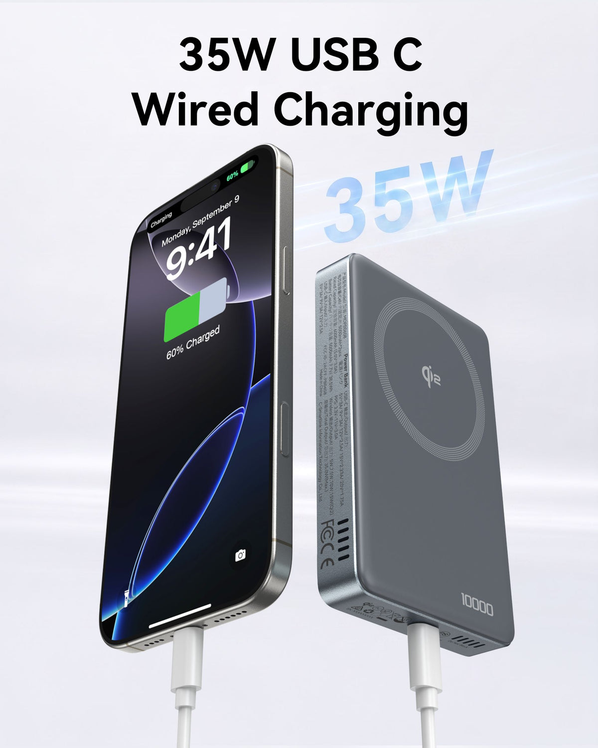 Mokin 35W 10000 mAh Qi2 Magsafe Power Bank with LED Digital Display & Cooling Fan