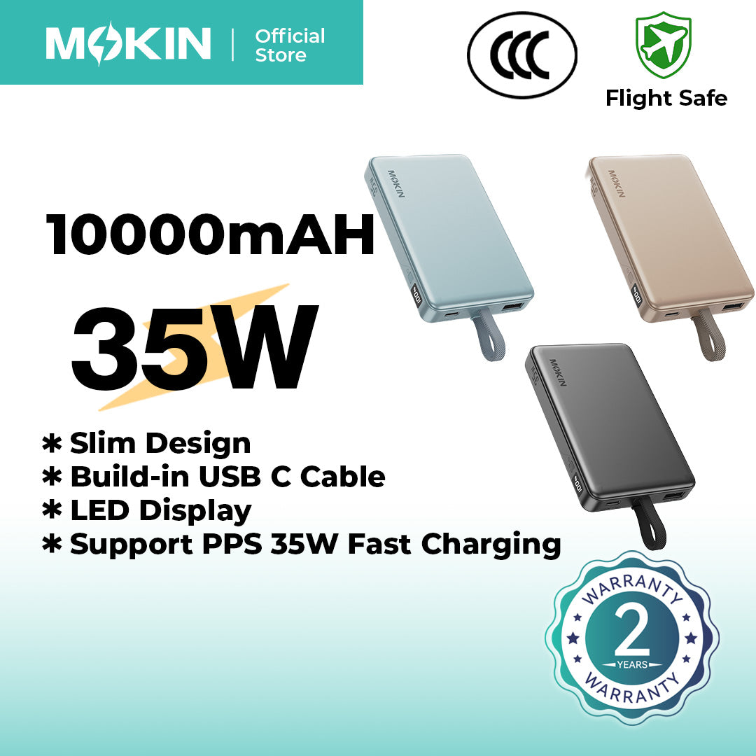 MOKiN 35W 10000mAh Power Bank with build in USB C Cable — view 5