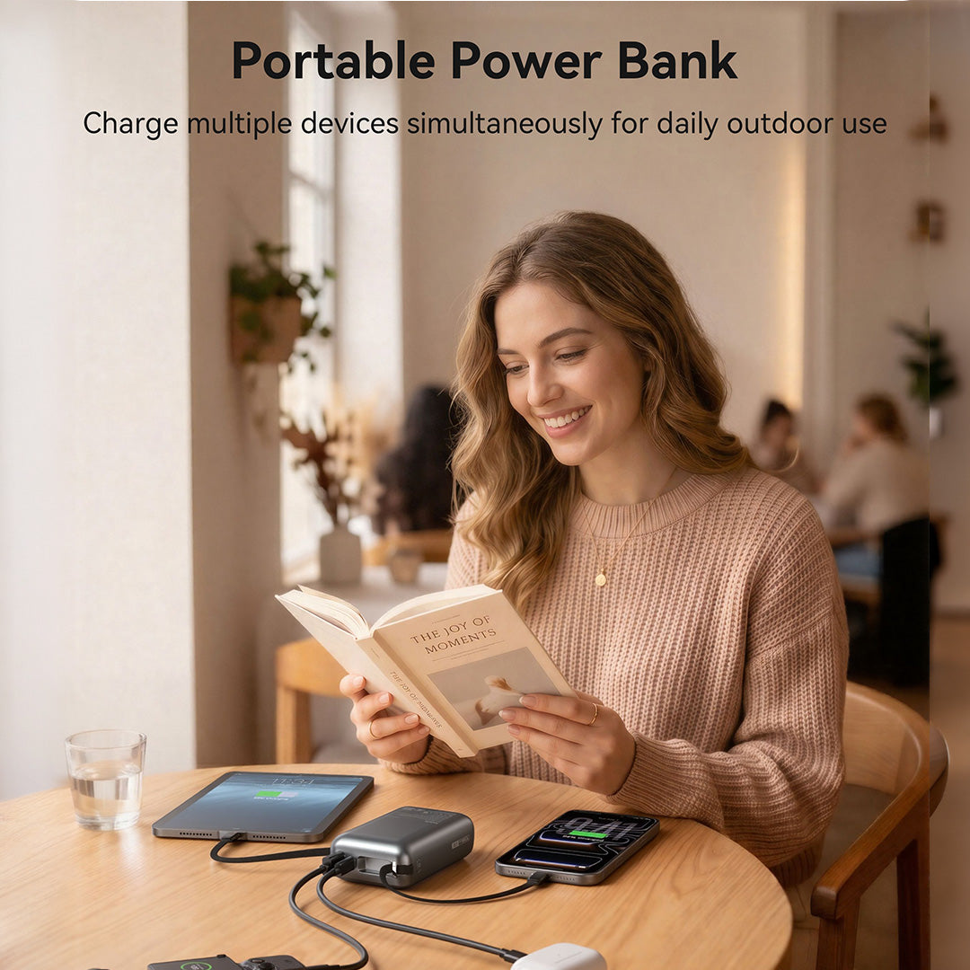 MOKiN 45W 20000mAh Fast Charge Power Bank with Bulit-in USB C & Lightning Cable