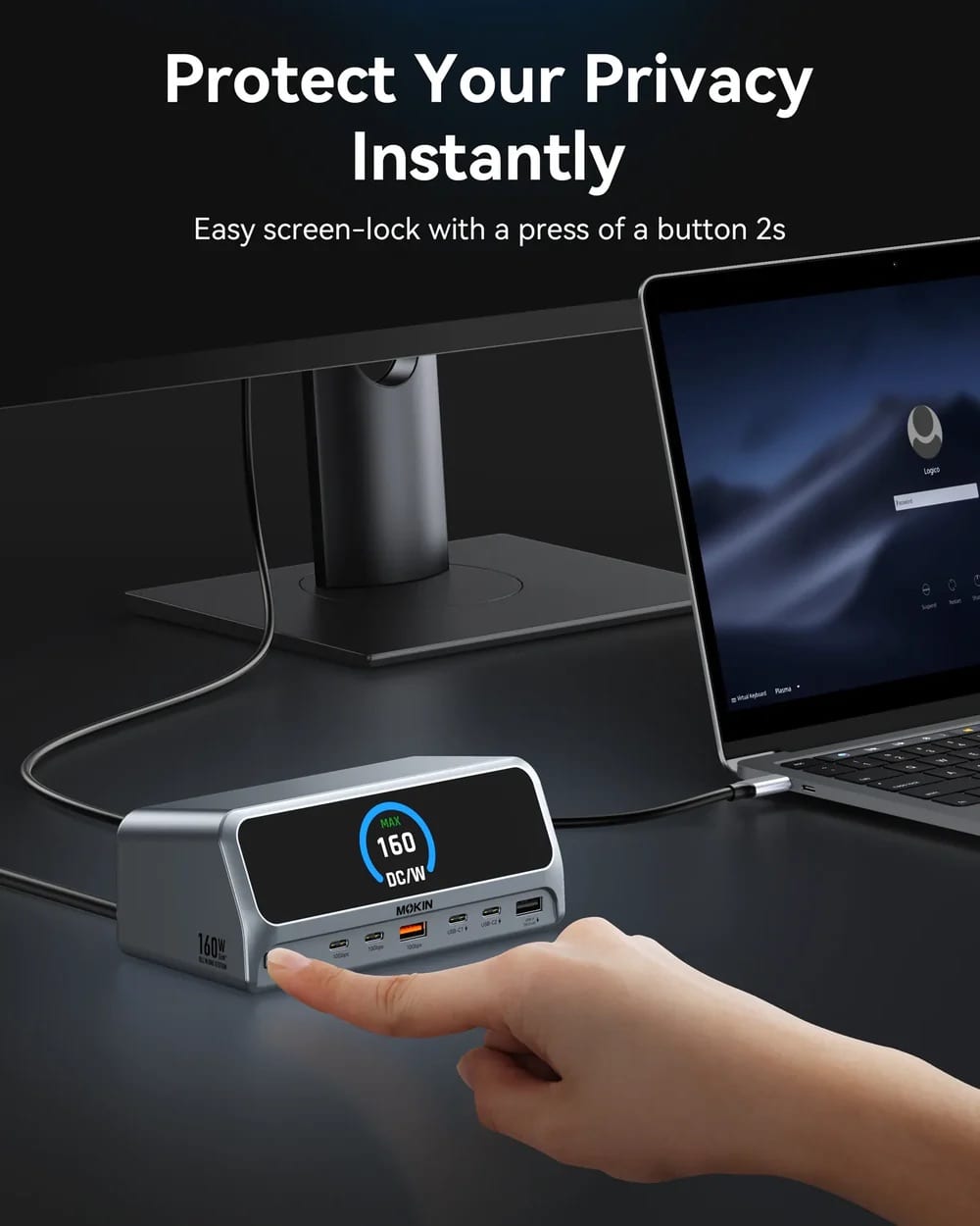 MOKiN 140W 13-in-1 USB C Docking Station with TrueGround and Smart Display - MOPU1102
