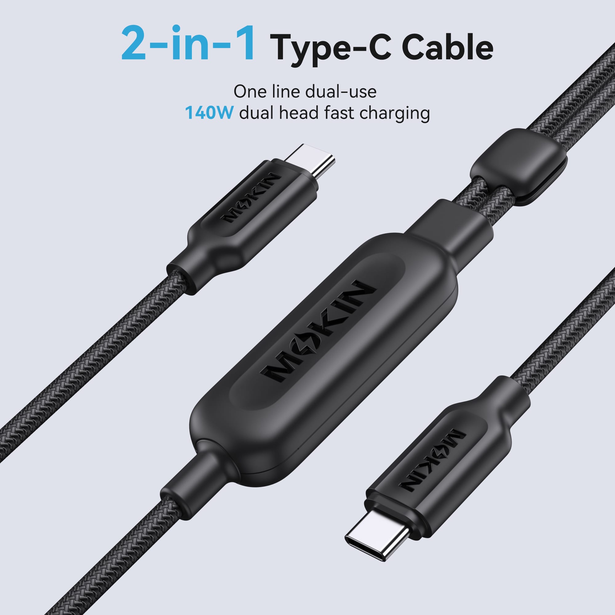 MOKiN 2 in1 140W USB-C to USB-C Fast Dual Charging Cable — view 3