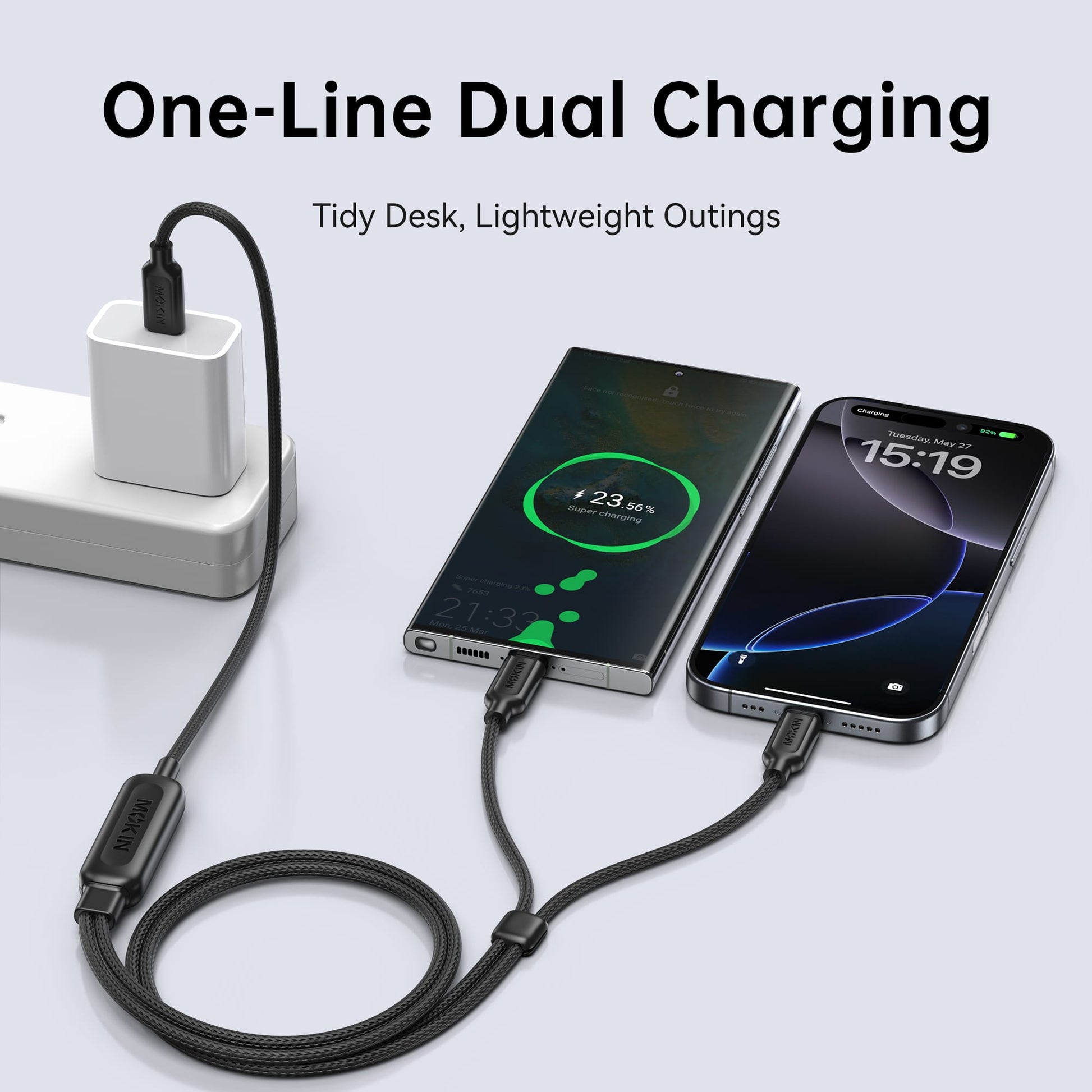 MOKiN 2 in1 140W USB-C to USB-C Fast Dual Charging Cable — view 5