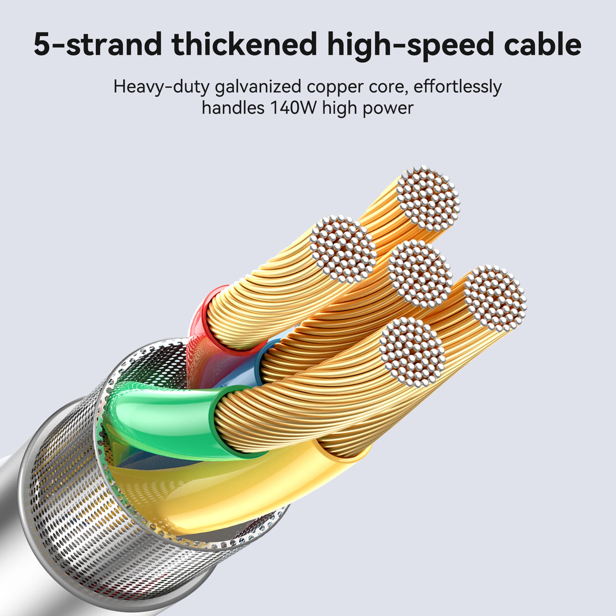 MOKiN 2 in1 140W USB-C to USB-C Fast Dual Charging Cable — detail view