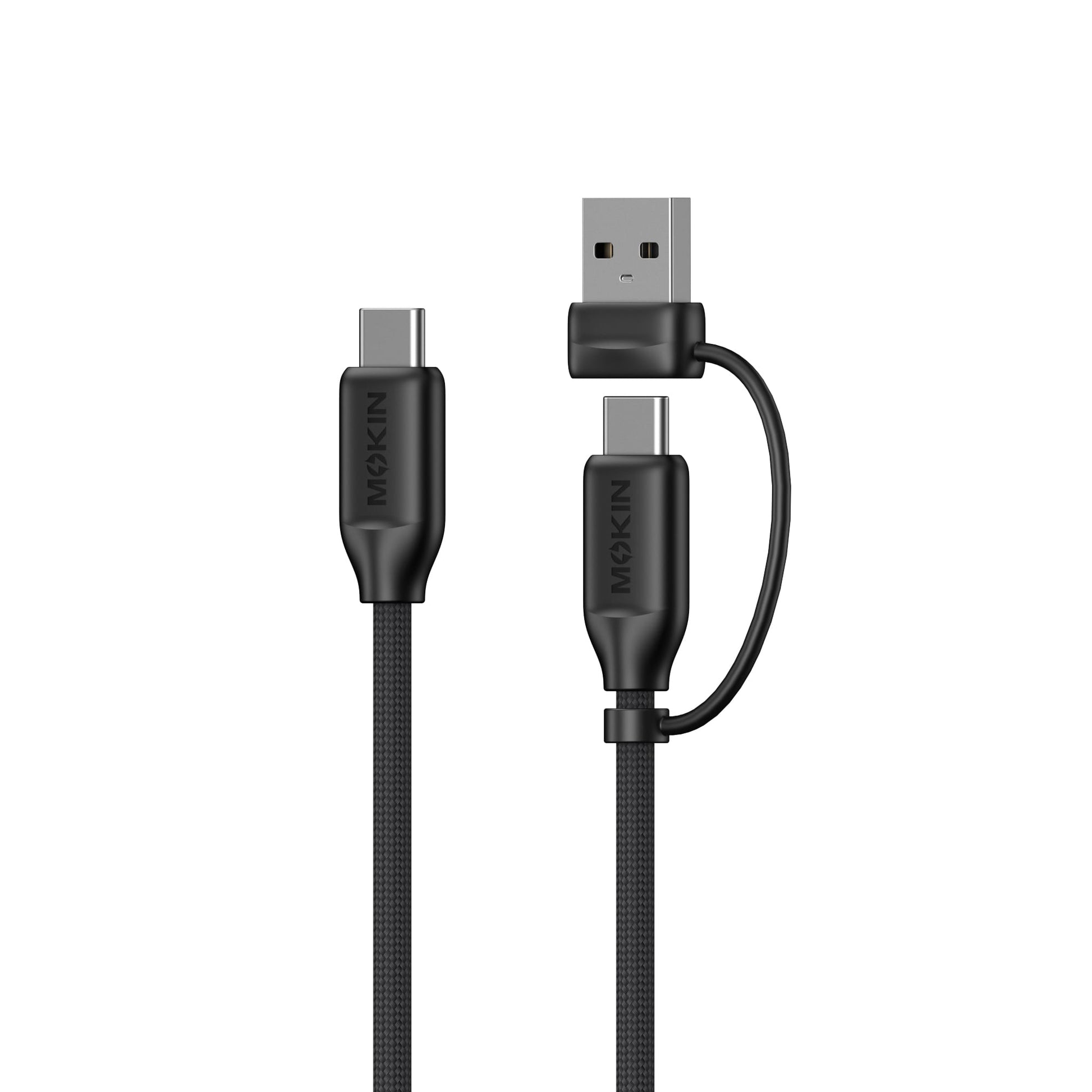 MOKiN 100W USB C to C Fast Charging Braided Cable with USB A Adapter — main product view