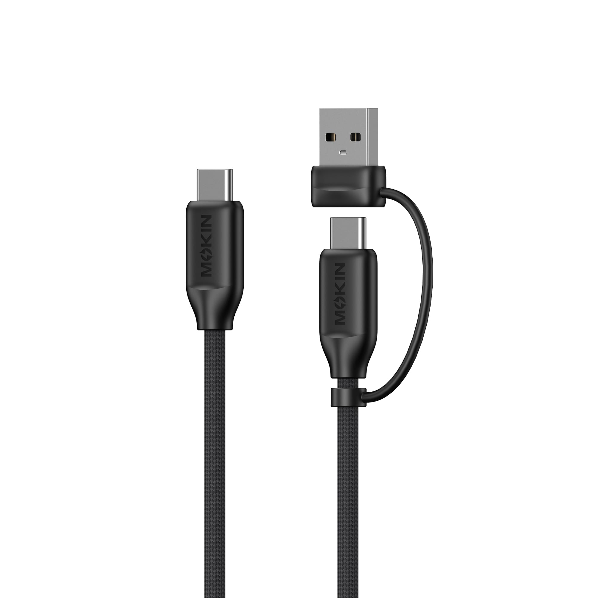 MOKiN 100W USB C to C Fast Charging Braided Cable with USB A Adapter — main product view