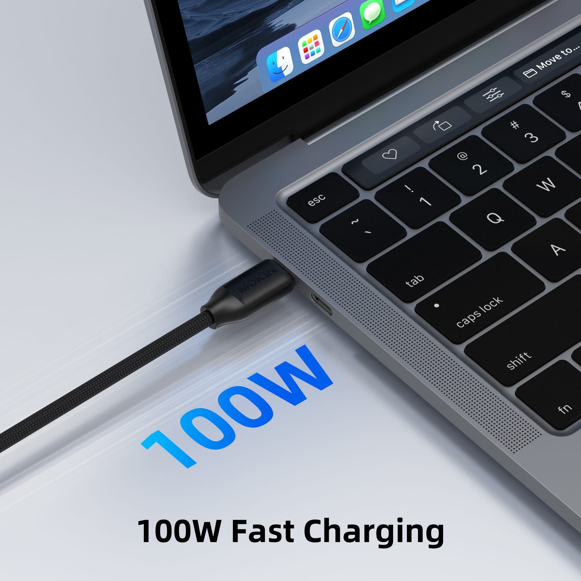 MOKiN 100W USB C to C Fast Charging Braided Cable with USB A Adapter — view 4