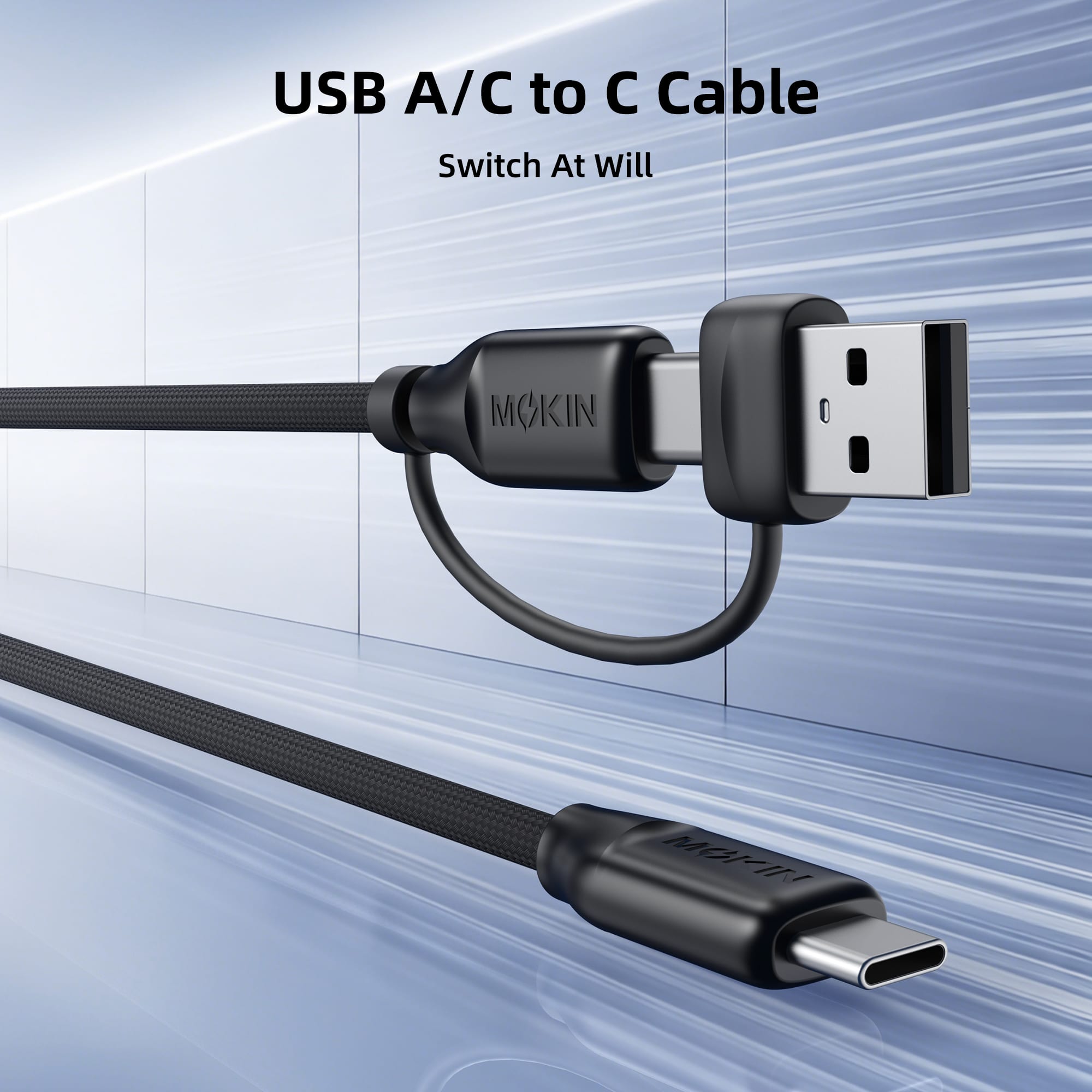 MOKiN 100W USB C to C Fast Charging Braided Cable with USB A Adapter — view 6
