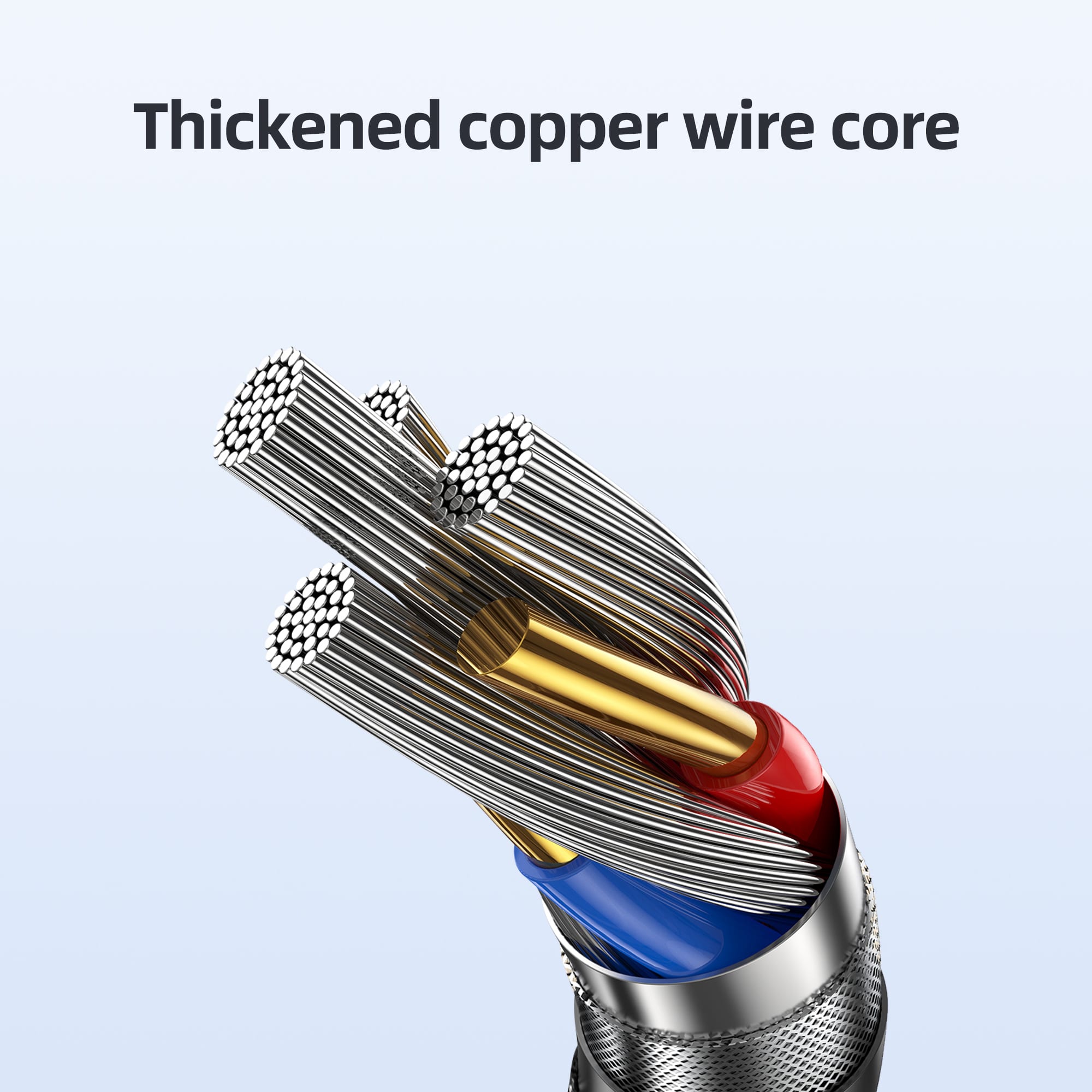 Thickened copper wire core with a clear background