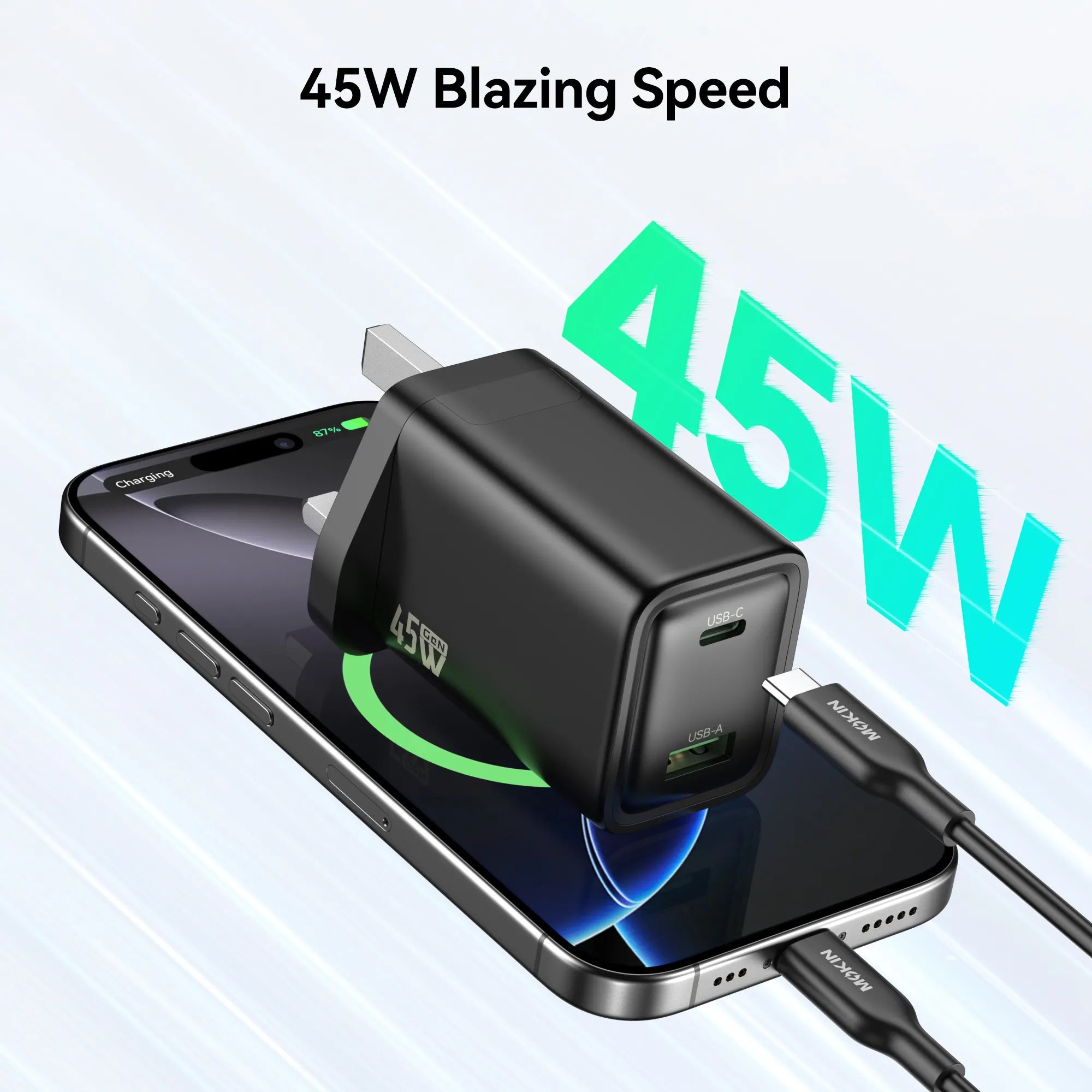 MOKiN 45W PD Wall Charger with TrueGround Anti-Shock Tech — view 3