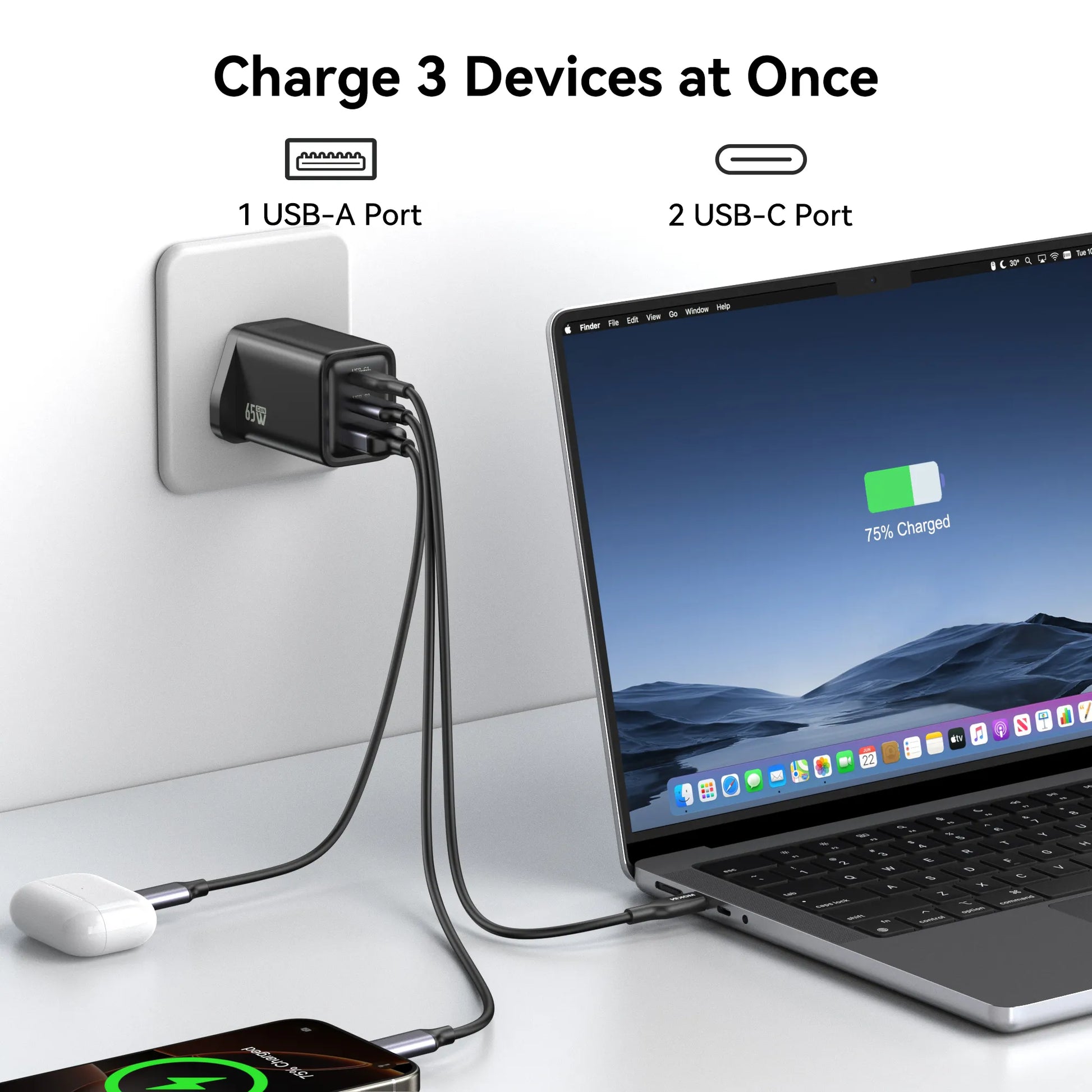 MOKiN 65W PD Wall Charger with TrueGround Anti-Shock Tech — view 5