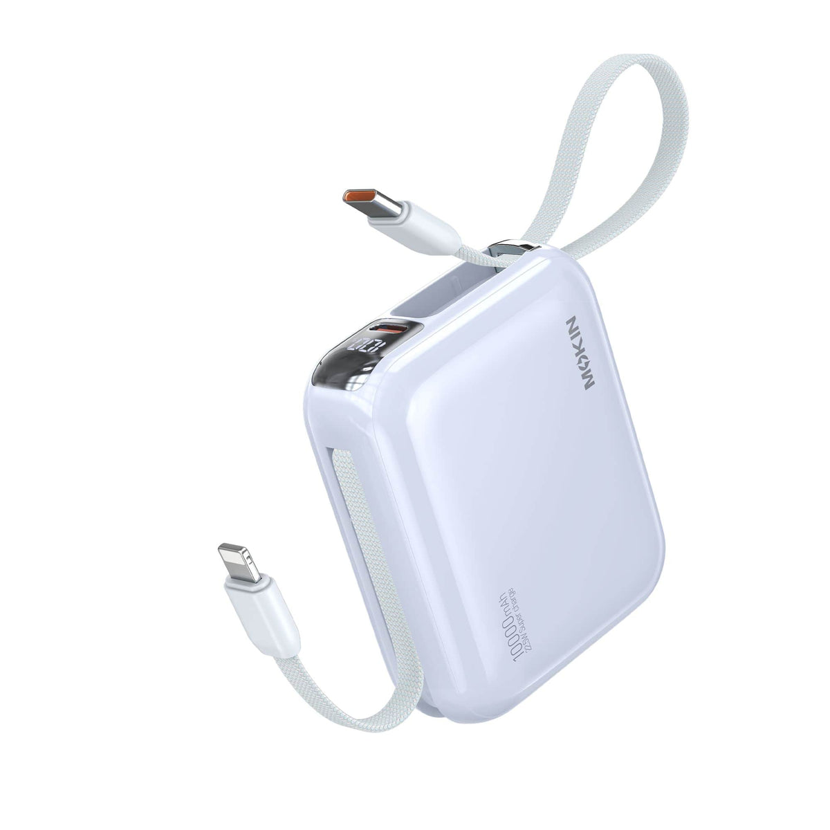 MOKiN 22.5W 10000mAh Fast Charge Power Bank with Bulit-in USB C & Lightning Cable