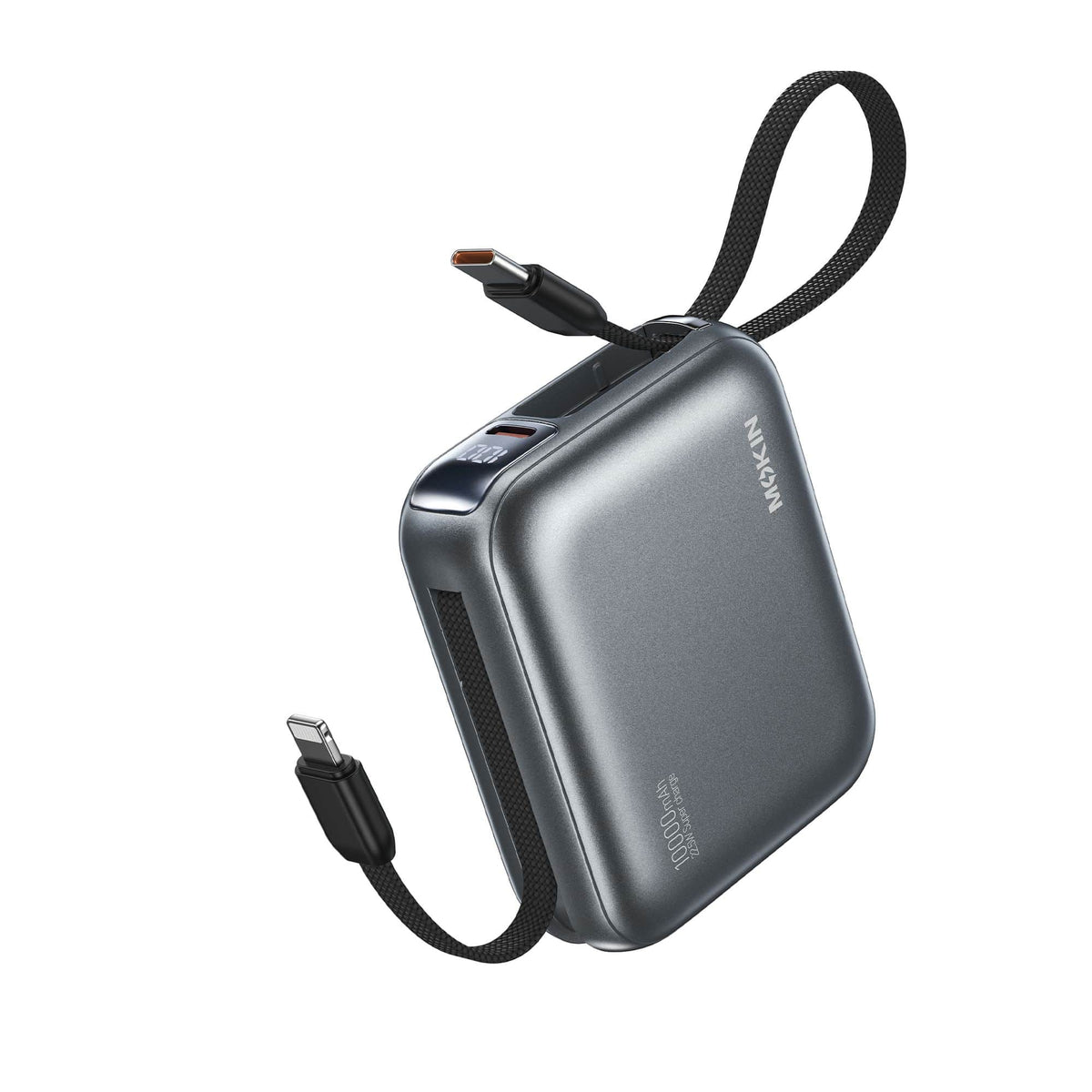 MOKiN 22.5W 10000mAh Fast Charge Power Bank with Bulit-in USB C & Lightning Cable