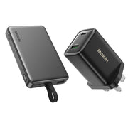 [BUNDLE PACK] MOKiN 35W 10000mAh Power Bank with build in USB C Cable and 45W PD TrueGround Wall Charger - Grey