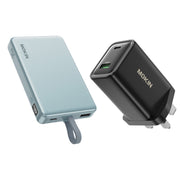 [BUNDLE PACK] MOKiN 35W 10000mAh Power Bank with build in USB C Cable and 45W PD TrueGround Wall Charger - Blue