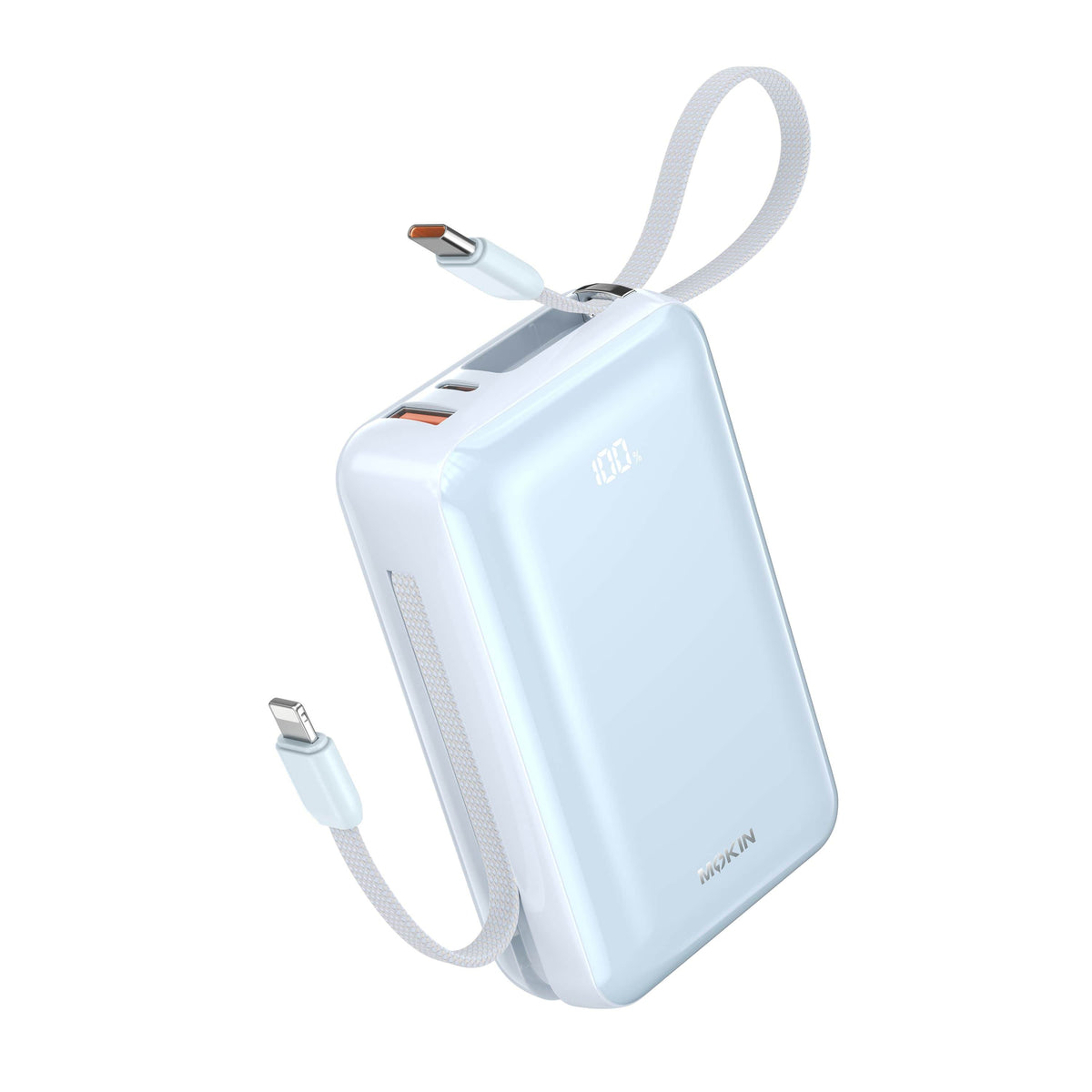 MOKiN 45W 20000mAh Fast Charge Power Bank with Bulit-in USB C & Lightning Cable