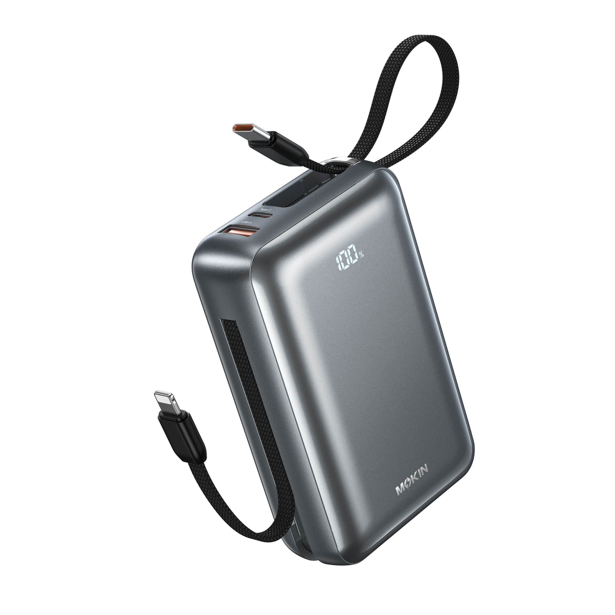 MOKiN 45W 20000mAh Fast Charge Power Bank with Bulit-in USB C & Lightning Cable