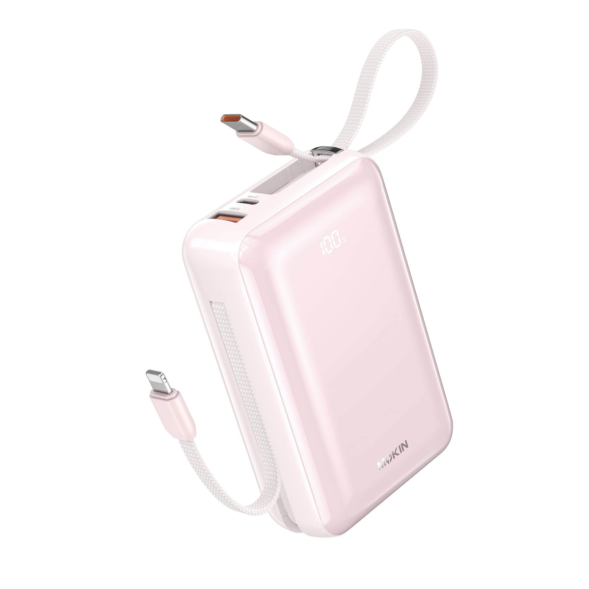 MOKiN 45W 20000mAh Fast Charge Power Bank with Bulit-in USB C & Lightning Cable