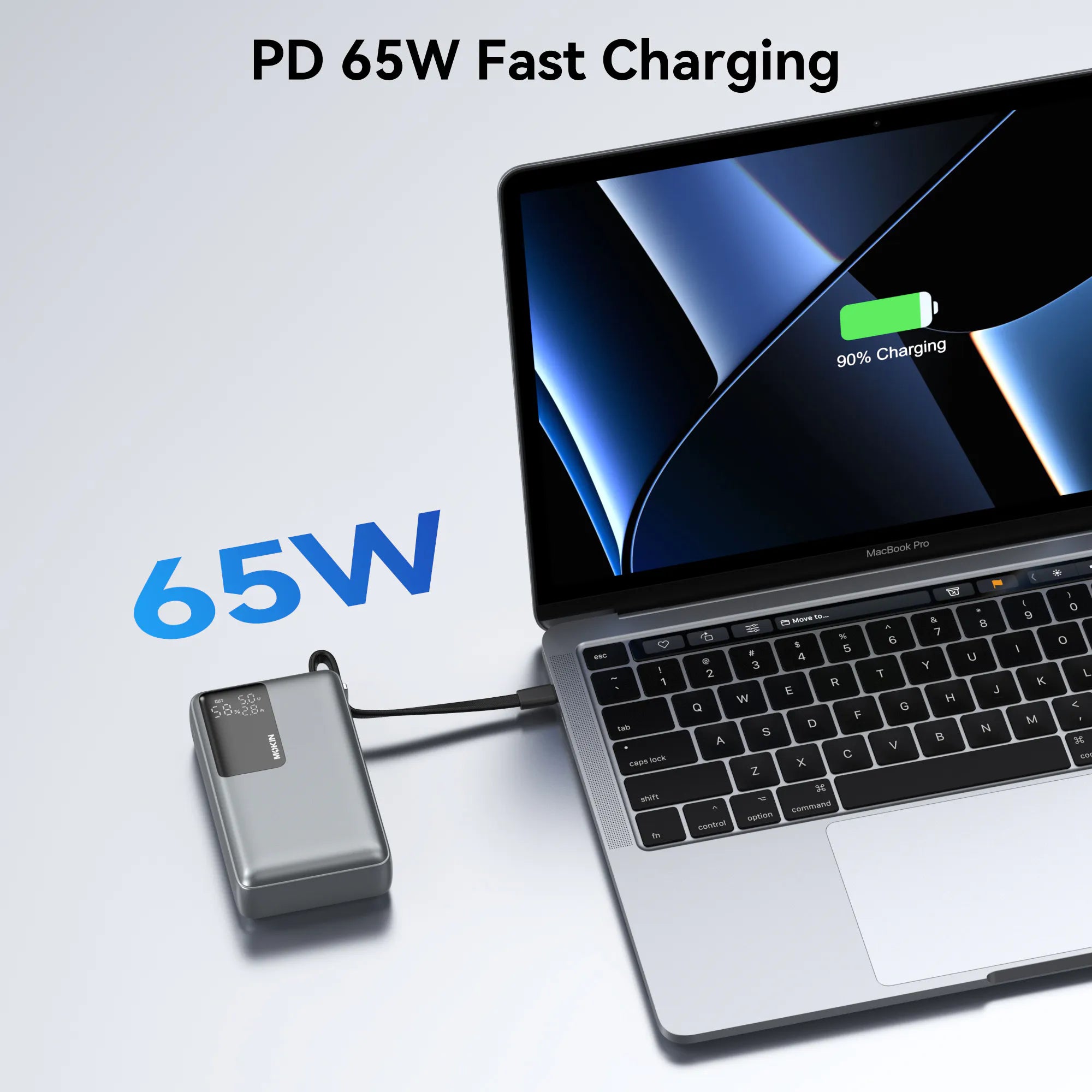 MOKiN 65W 20000mAh Power Bank with Bulit-in USB C Cable — view 4