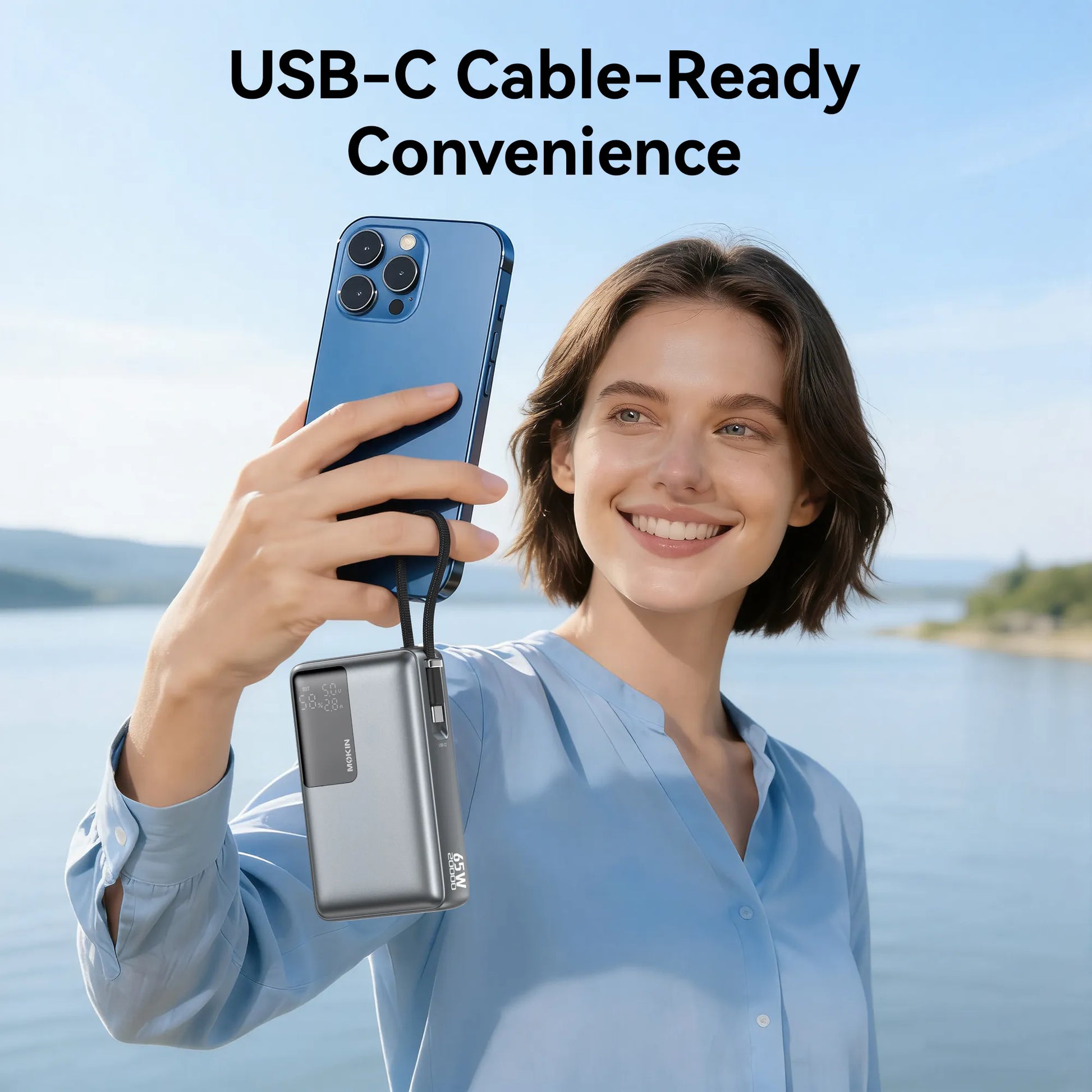 MOKiN 65W 20000mAh Power Bank with Bulit-in USB C Cable — view 5