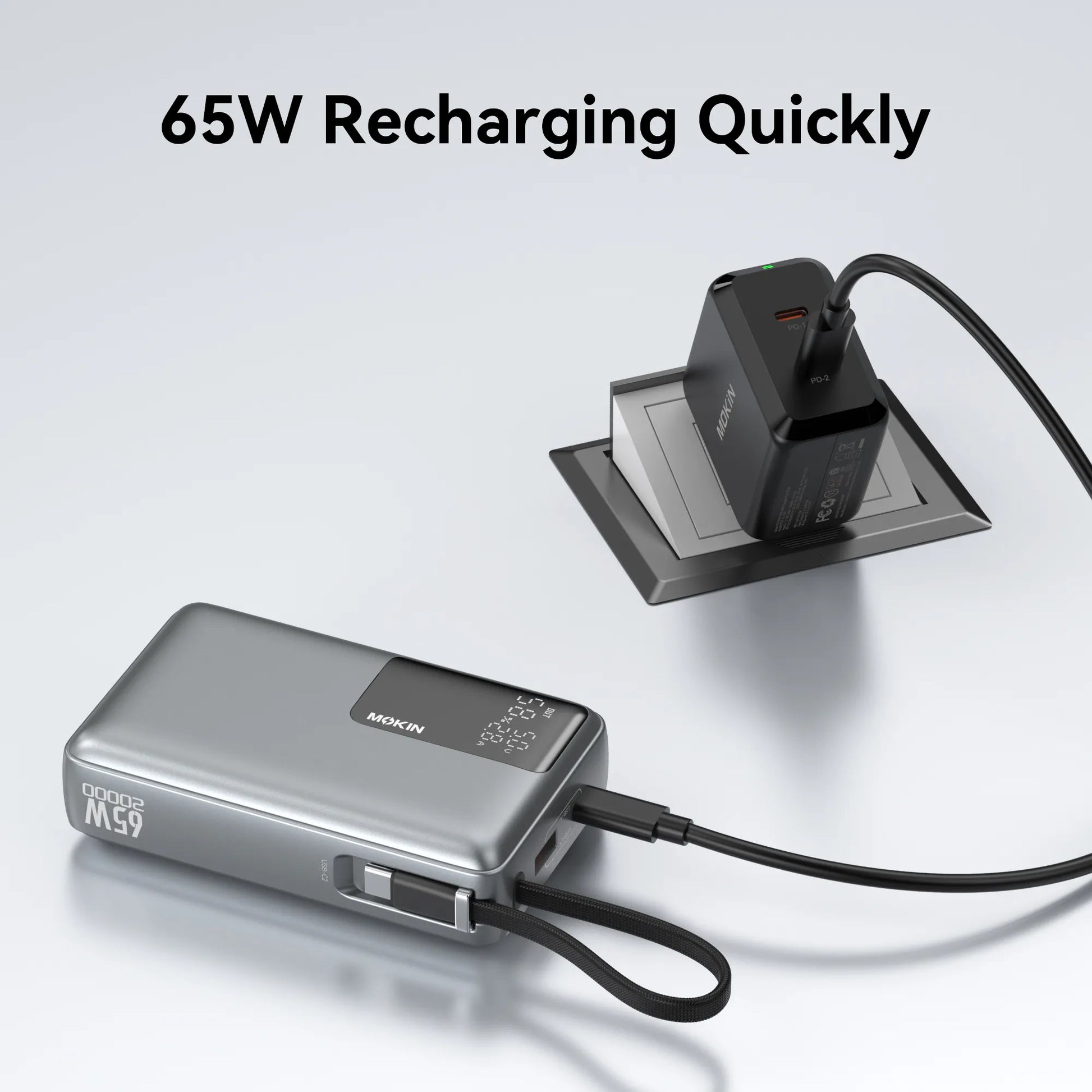 MOKiN 65W 20000mAh Power Bank with Bulit-in USB C Cable — view 6