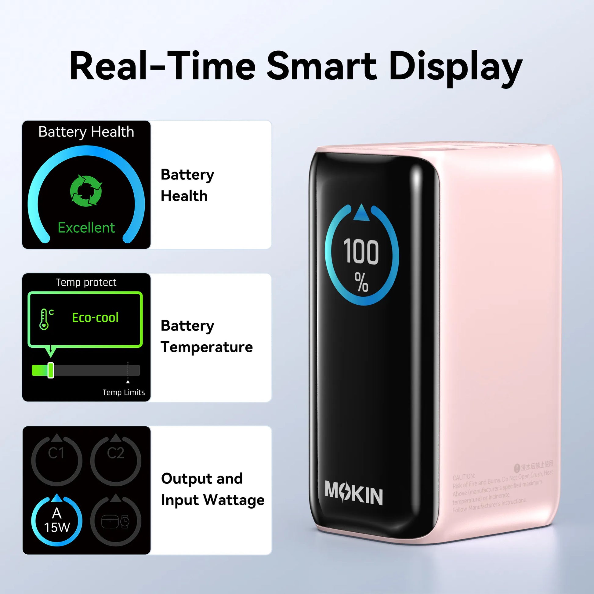 MOKiN 45W 10000mAh CCC Mini Power Bank - build in USB C cable and Smart Display — view 11